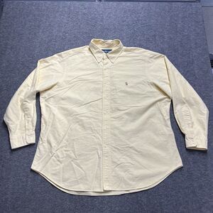 Ralph Lauren Classic Fit Shirt Mens 17.5 34/35 Yellow Long Sleeve Button Down
